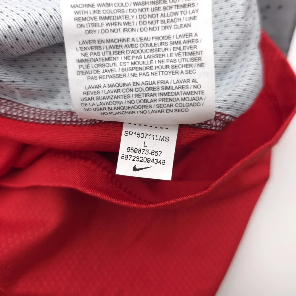 Nike Pro Combat‎ Hypercool Shirt Mens Large Red Dri Fit Fit Baseball 659873-657
